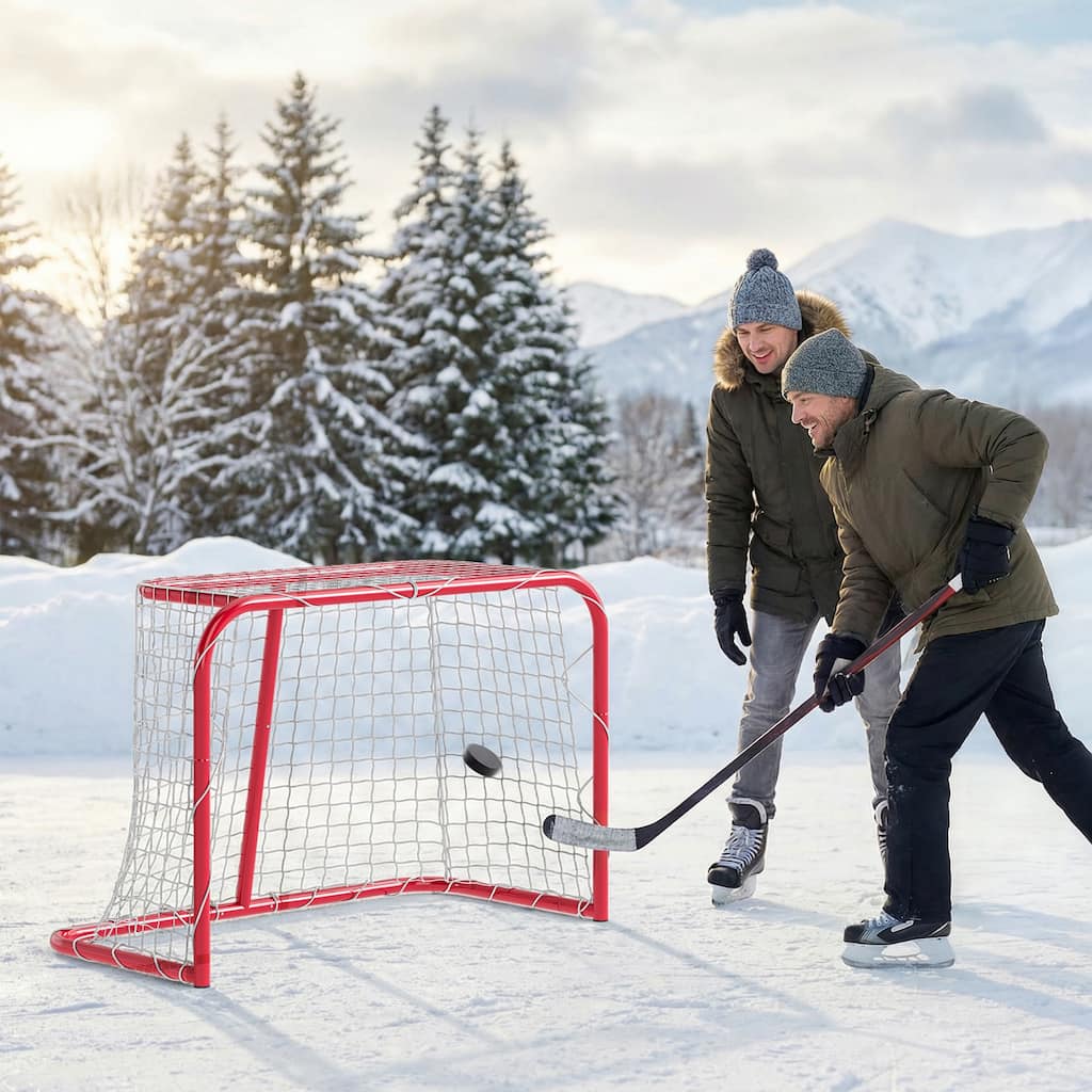 Soozier 35" x 18" Street Indoor & Outdoor Training Equipment Hockey Goal, Easy Setup Hockey Net with Metal Frame