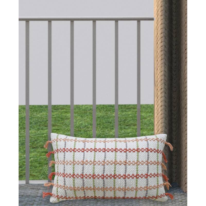 Linden Street Handwoven Knotted Edging Decorative Pillow, 14"X24"