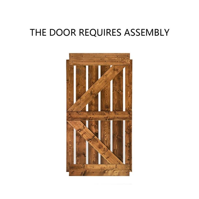CALHOME K Series Stained Wood Sliding Barn Door with Hardware Kit