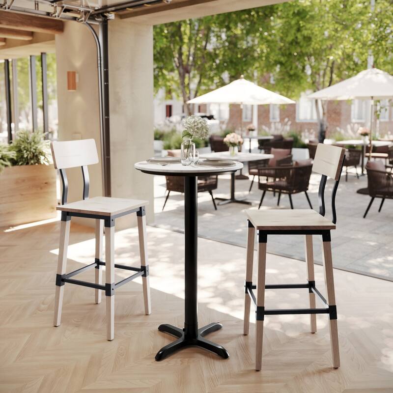 Commercial HPL Tabletop with Bar Height Crisscross Base