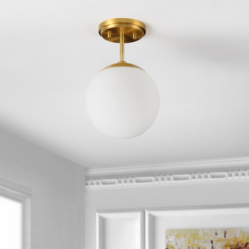 SAFAVIEH Lighting Margot Flush Mount - 8" W x 8" D x 12" H - Brass - 8Wx8Dx12H