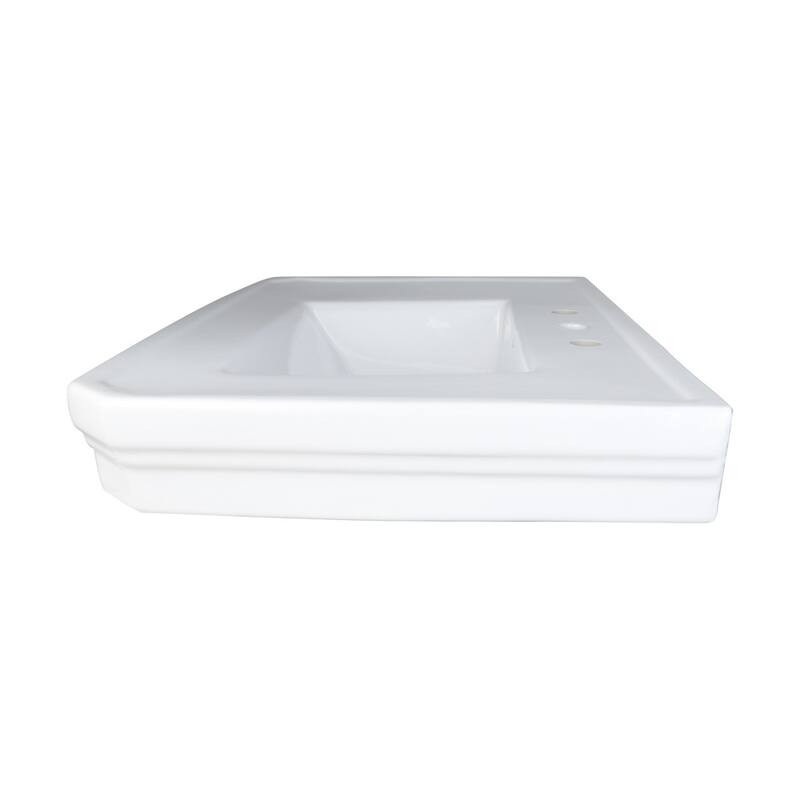 White Pedestal Sink Basin Replacement Part 30.38" W with Splashguard rim, Overflow and 8" Faucet Hole Renovators Supply