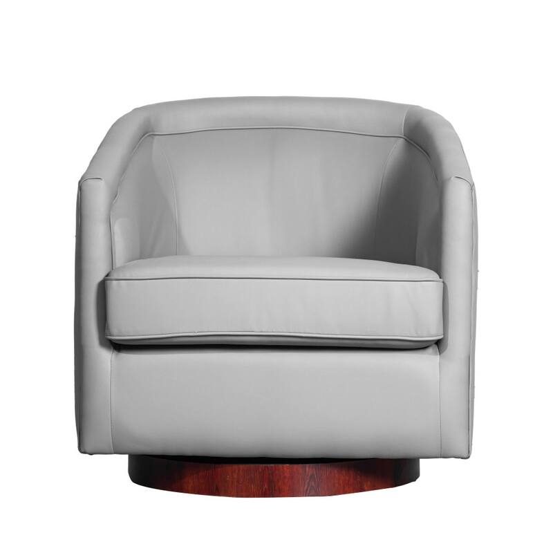 Barrel Accent Chair with 360° Swivel Vinyl Wrapped Base