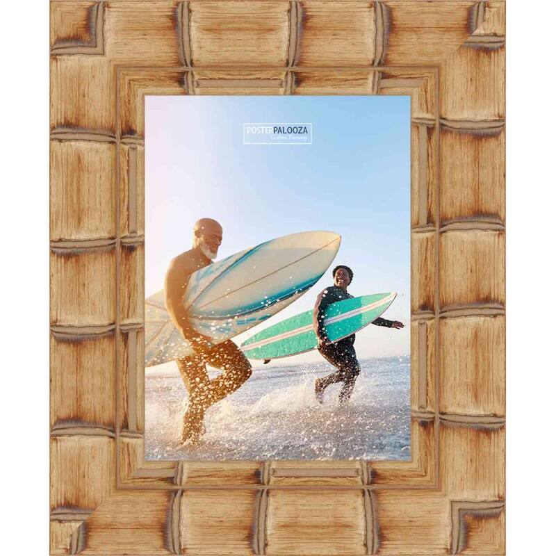 11x13 Natural Wide Bamboo Picture Frame - UV Acrylic, Foam Board Backing, Hanging Hardware