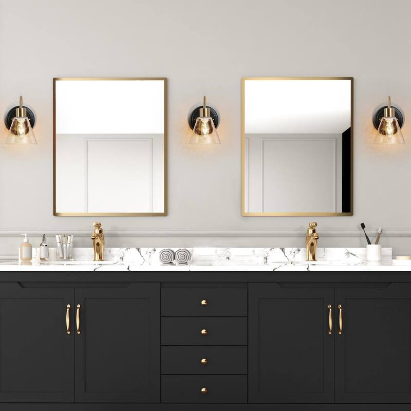 Zenith Modern Transitional 1-light Wall Sconce Black Gold LED Dimmable Bathroom Vanity Light
