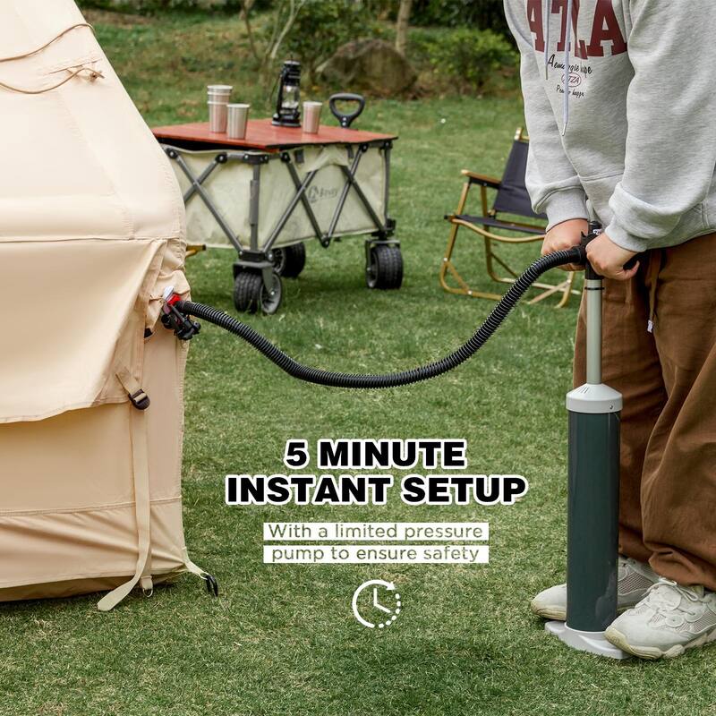 Erommy Inflatable Camping Tent, Glamping Tents 4 Season Waterproof Windproof Cotton Tent with Stove Jack & Mesh Windows & Pump