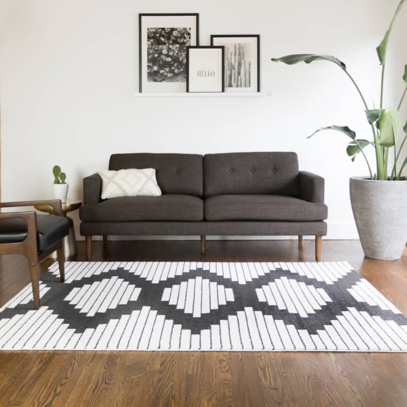 Carson Carrington Salsaker Geometric Area Rug - 8'9" x 12' - White - Rectangle