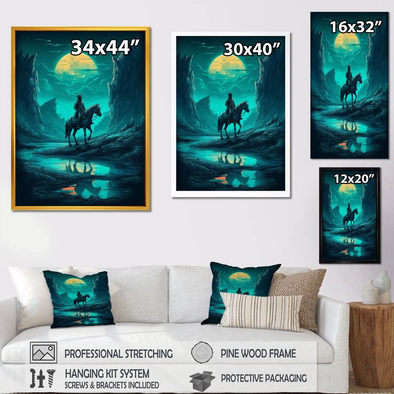 Designart "Night Rider Iii" Men Framed Canvas Wall Art