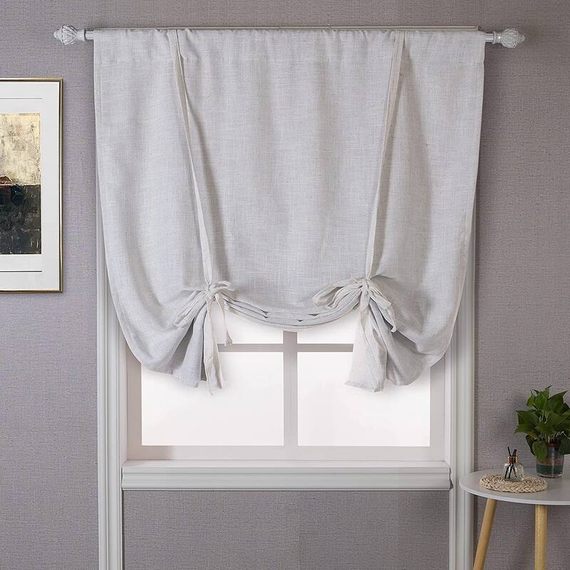 DriftAway Blackout Linen Textured Solid Basic Room Darkening Thermal Insulated Tie Up