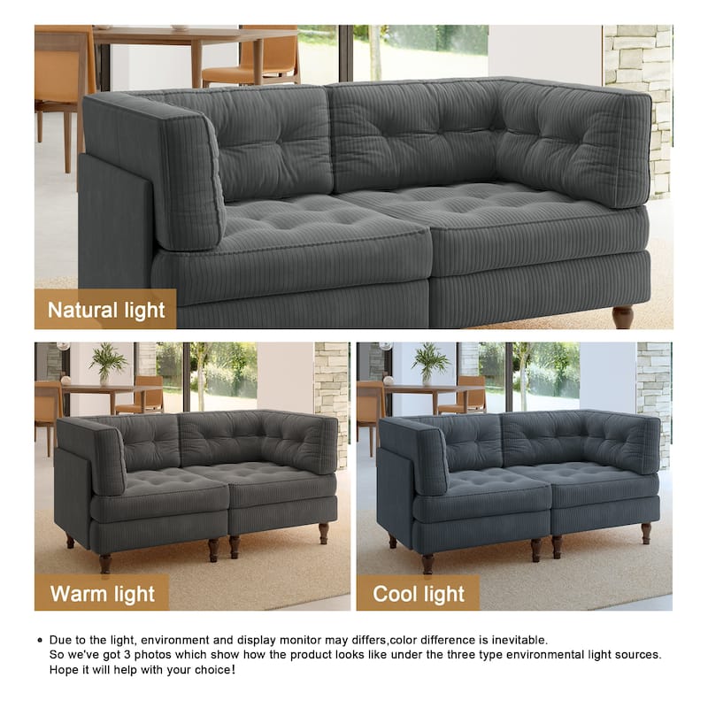 Oversized Sofa Corduroy Tufted Modular Sectional Set