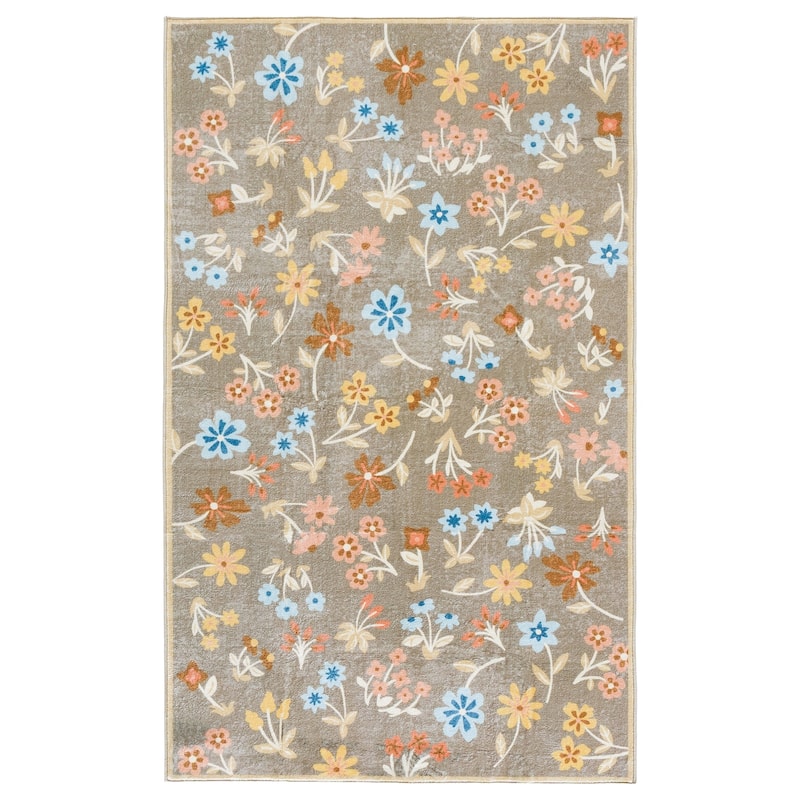 Martha Stewart Shirin Machine Washable & Slip Resistant Rug - 3' x 5' - Dark Beige/Light Blue