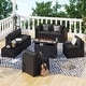 preview thumbnail 4 of 179, AOXUN Fire Pit Conversation Set Rattan Sofa Set Outdoor Furniture With Cushions Black-Black - 8-Piece