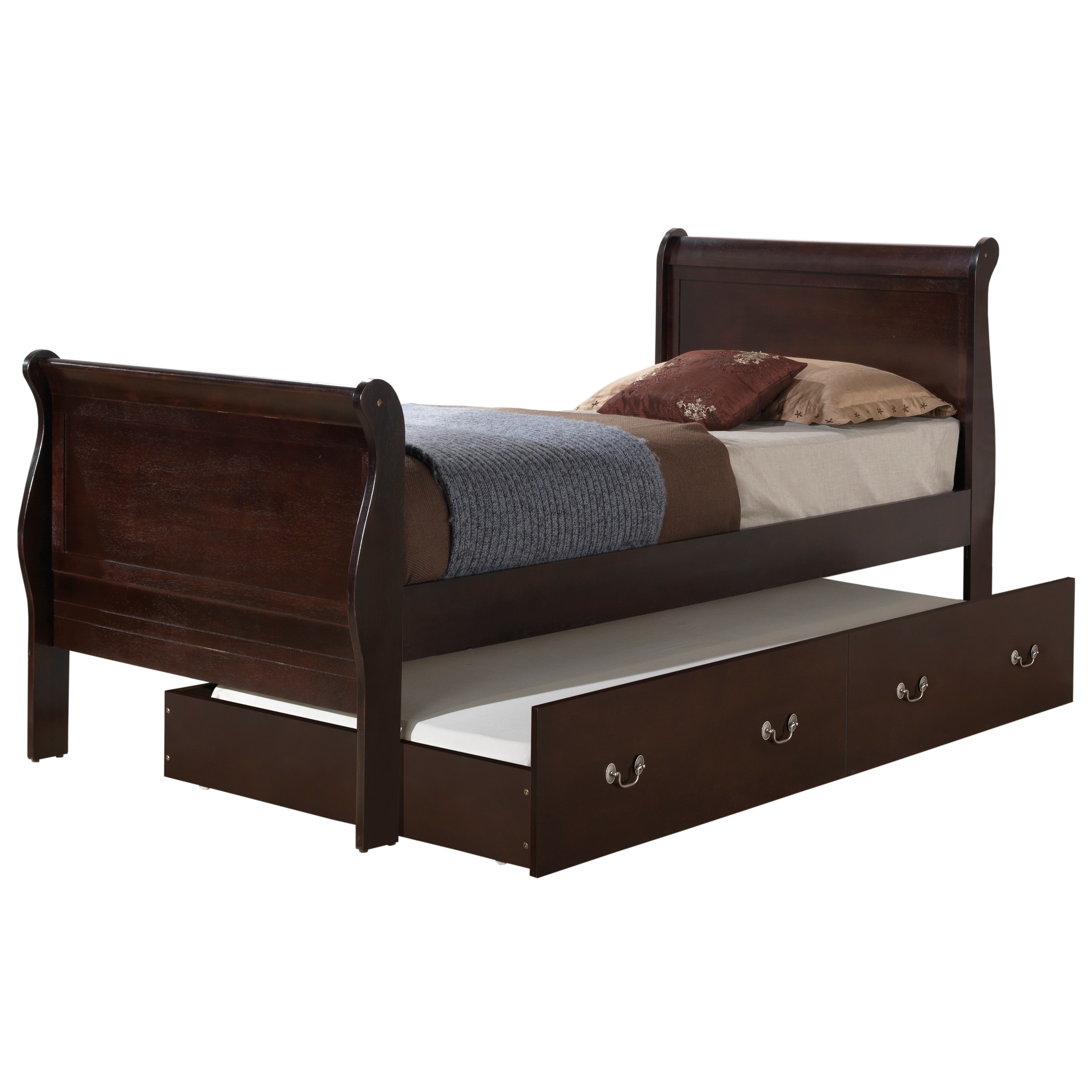  Glory Furniture Louis Phillipe King Storage Bed in Cherry :  Home & Kitchen