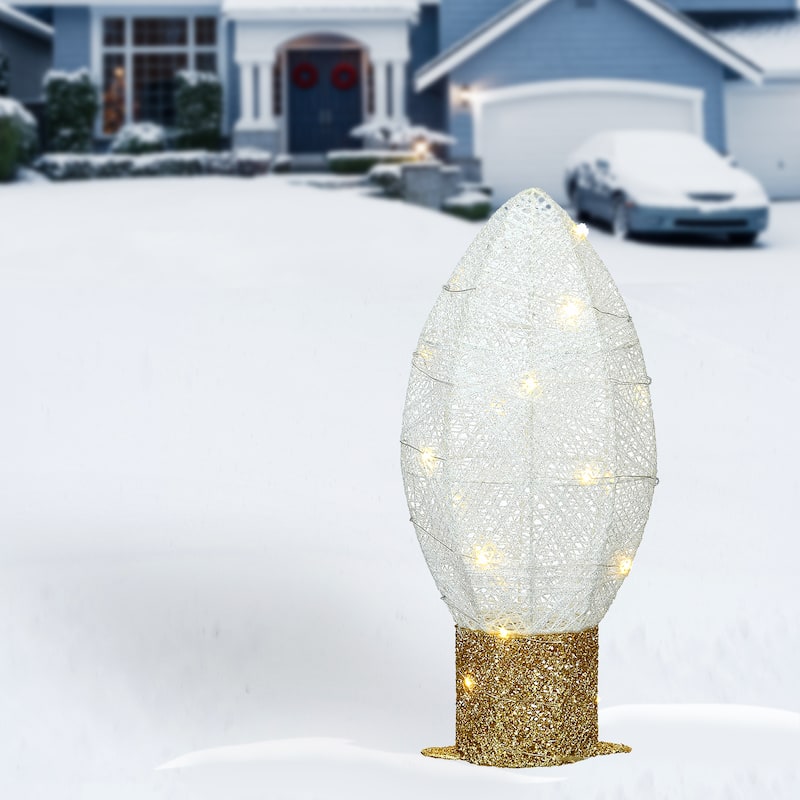 National Tree Company 20 in. Pre-Lit White Christmas Light Bulb Decoration - 20 in