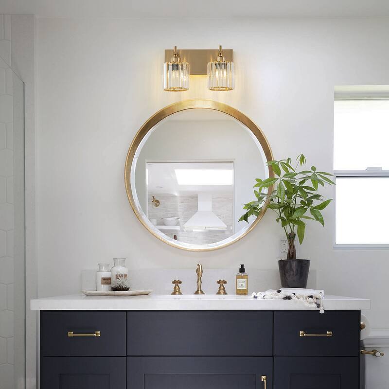 Mid-Century Modern Dimmable Bathroom Vanity Light Crystal Glass Wall Sconce