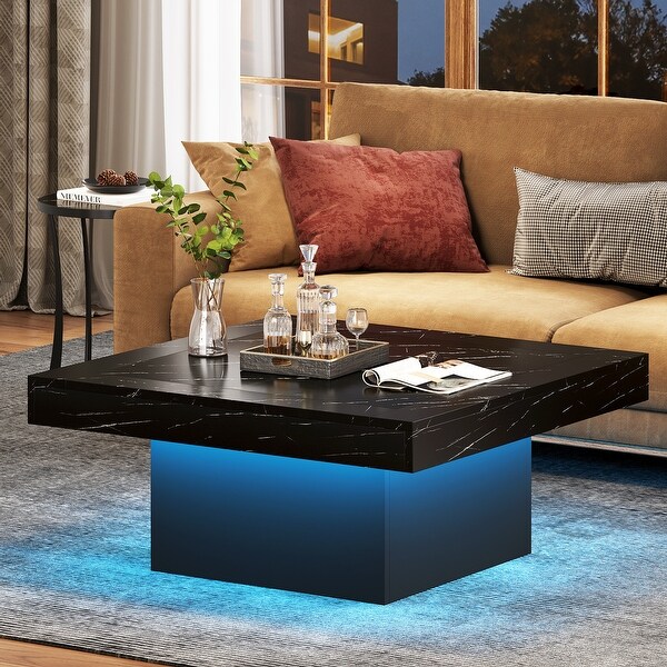 Black gloss led coffee table discount