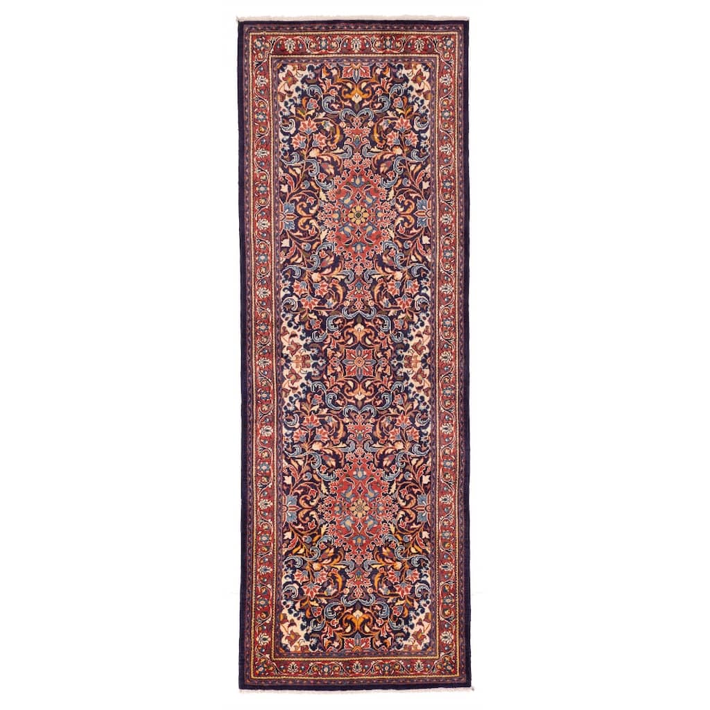 ECARPETGALLERY Hand-knotted Anadol Dark Navy Wool Rug - 3'9 x 10'9