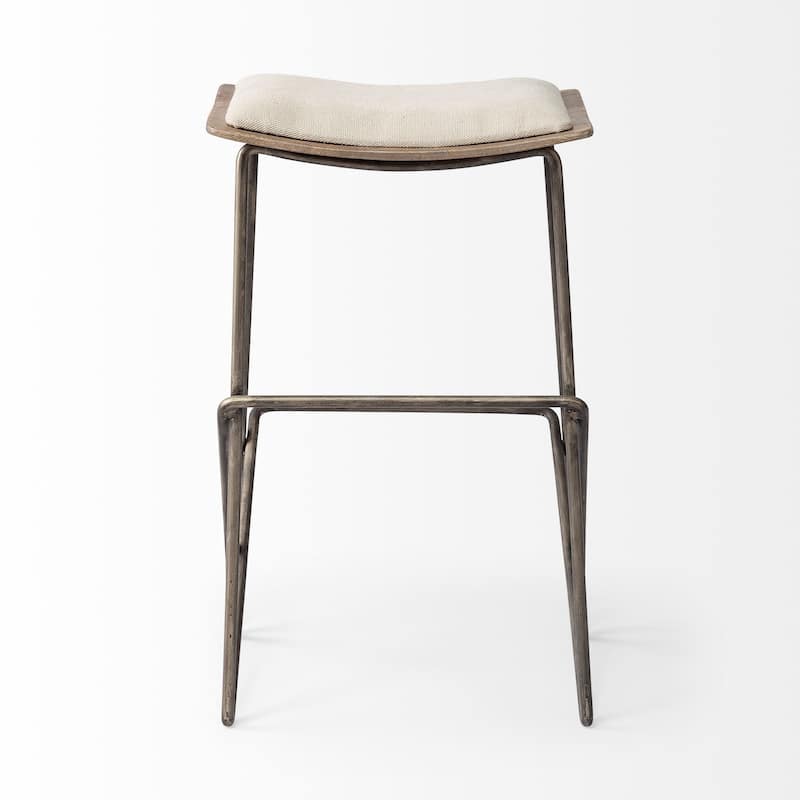 Katniss Cream Fabric Seat with Gold Metal Frame Counter Stool