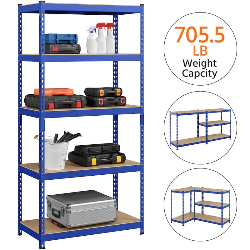Yaheetech Metal Storage Shelving 5 Tiers Boltless Display Stand, L35.5 x W17.5 x H72 inch, Adjustable Racks