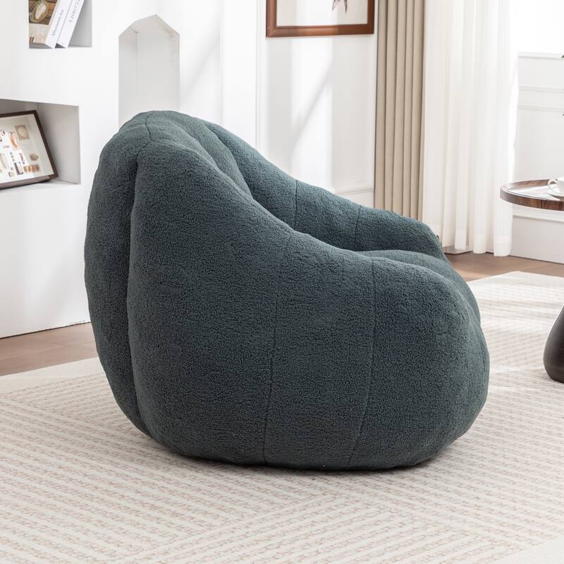 Fluffy Bean Bag Lazy Sofa Chair with Tufted Soft Stuffed Filling & Memory Foam