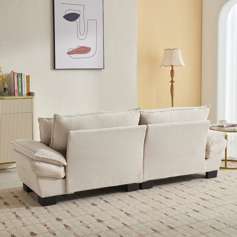 Corduroy Upholstered Loveseat Sofa, 2 Seater Sofa with Pillows, Deep Seat Sectional Sofa with Removable Cushions