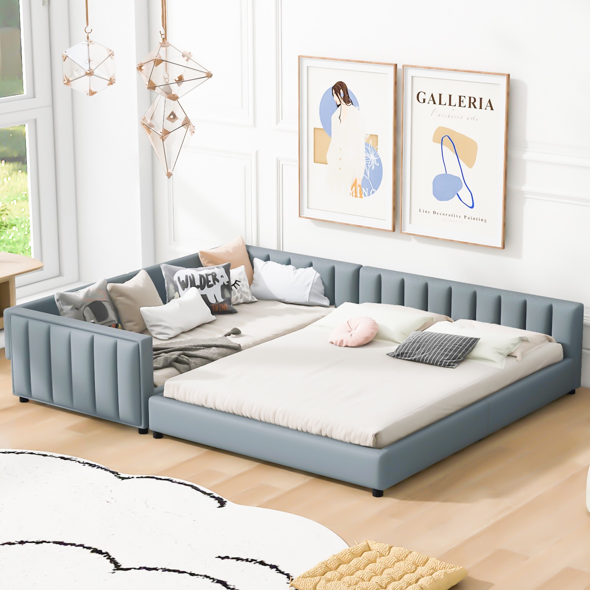 Nestfair Queen Size & Twin XL Size Upholstered Platform Bed
