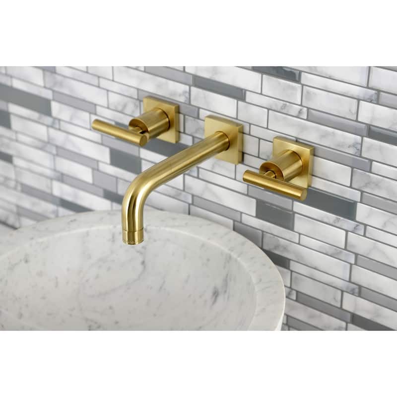 Manhattan Two-Handle 3-Hole Wall Mount Bathroom Faucet - Brushed Brass