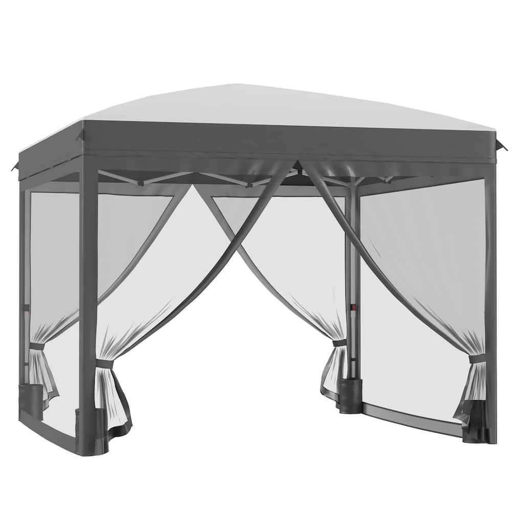 10'x10' Pop Up Canopy Tent with Netting, Adjustable Height, UV Protection, Includes Carry Bag & Sand Bags for Outdoor Use