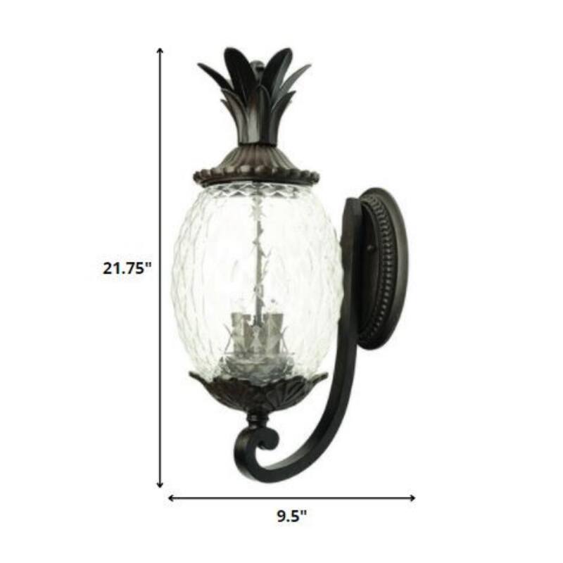Glass Pineapple Lantern Flush Mount Light Aluminum Dimmable - 12.50” x 9.50” x 21.75” (D x W x H)