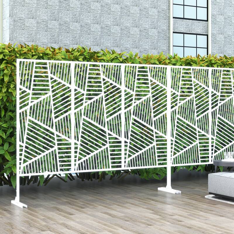 Metal Privacy Screen Wall Decoration Free Standing-6.3 ft. H X 4 ft. W