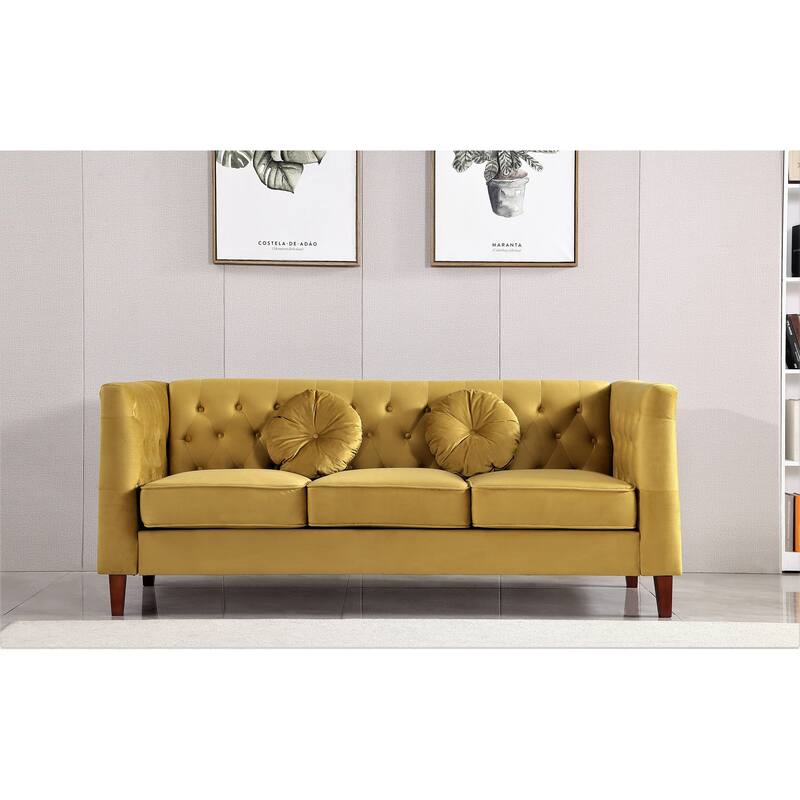 US PRIDE FURNITURE Velvet Classic Chesterfield 2 pieces Living Room Sets, Sofa and Lovesat