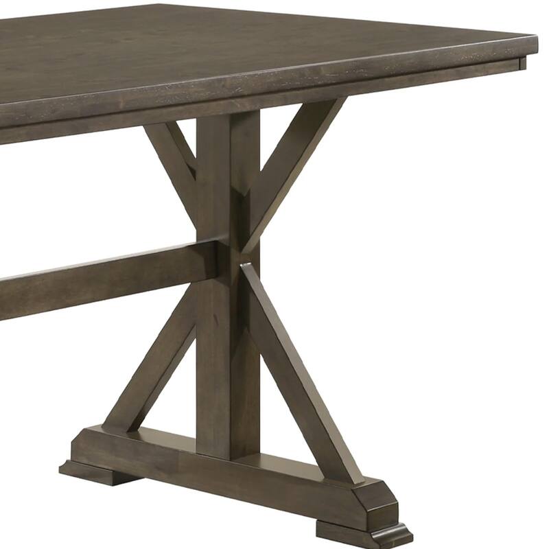 Omal Dining Table, 79 Inch Brown Wood Tabletop, X Shaped Legs - Brownish Khaki