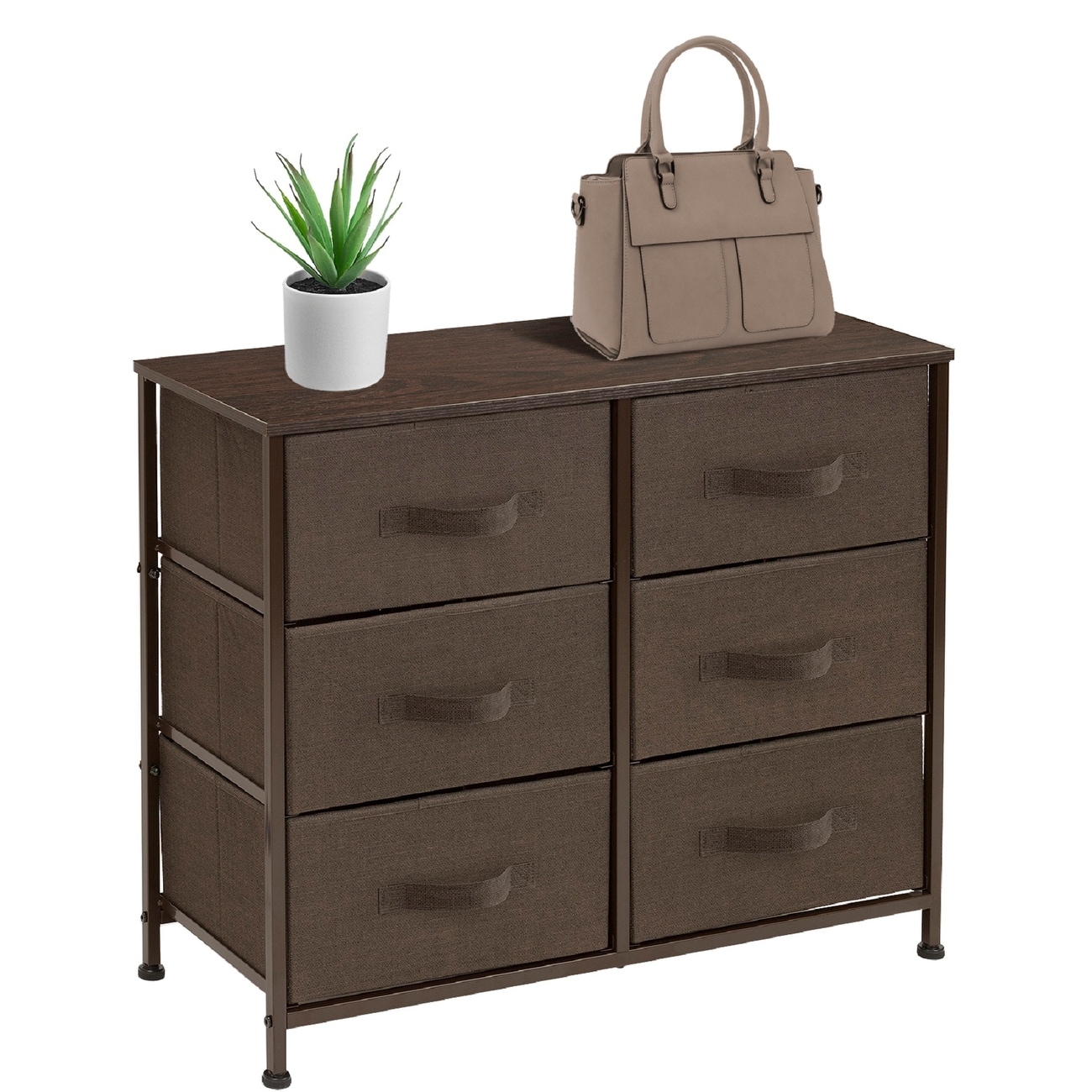 Extra Wide Dresser Organizer With 6 Drawers - Brown