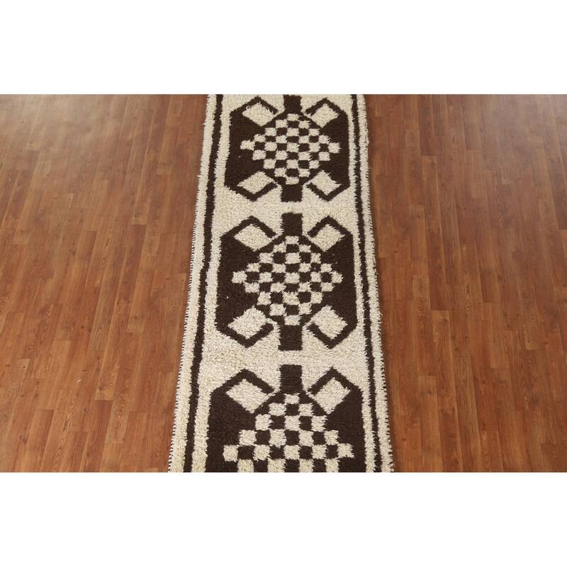 Anatolian Tribal Oriental Runner Rug Hand-knotted Wool Carpet - 3'1"x 12'9"