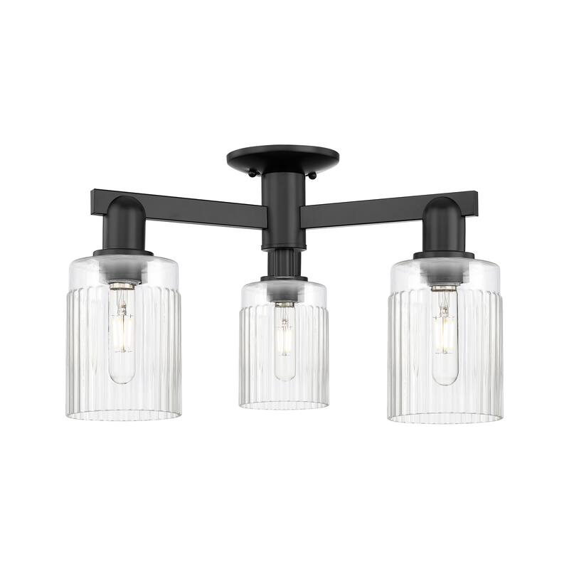 Innovations Lighting Endless Possibilities Arcadia - Hadley - 3 Light 22" Semi-Flush Mount - Clear/Matte Black