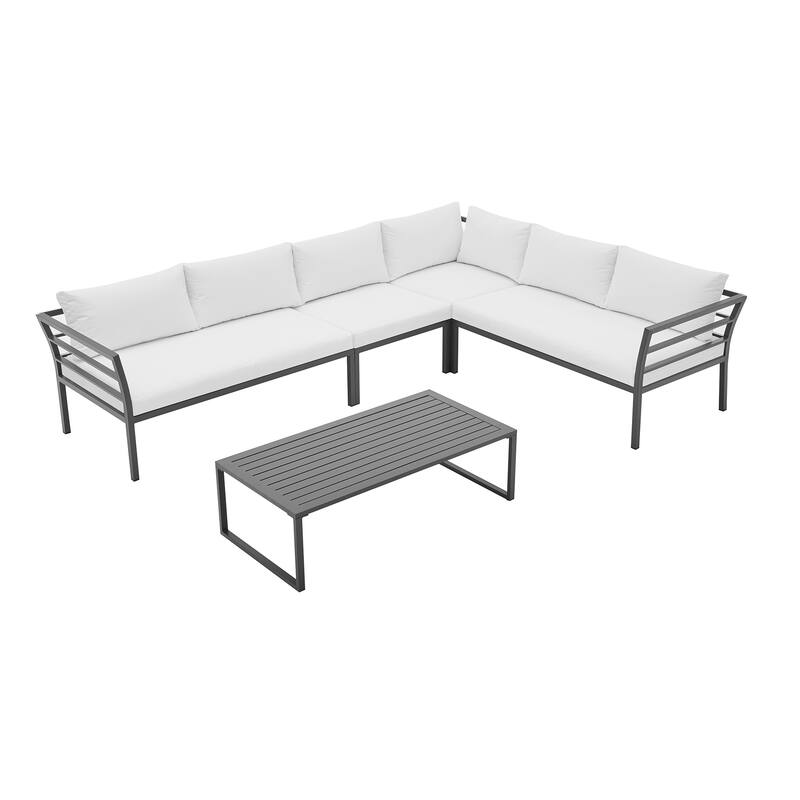 Manhattan Comfort Sunnyside Modern Corner Patio Conversation Set