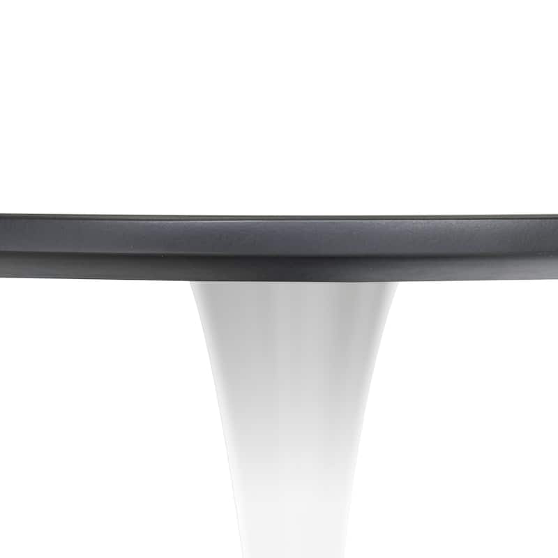Bristol 32" Mid Century Modern Round Dining Table, MDF Wood Top & Glossy Iron Pedestal Base for Kitchen & Dining Room