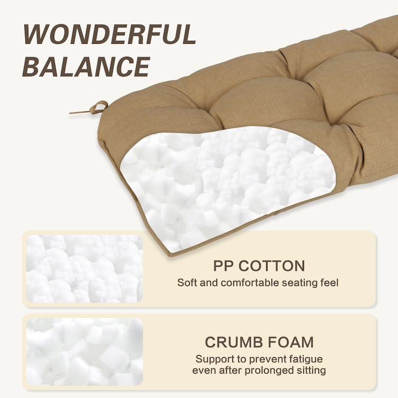 Aoodor Outdoor Polyester Tufted Bench Cushion, Water-resistant & Fade-Resistant Cushion