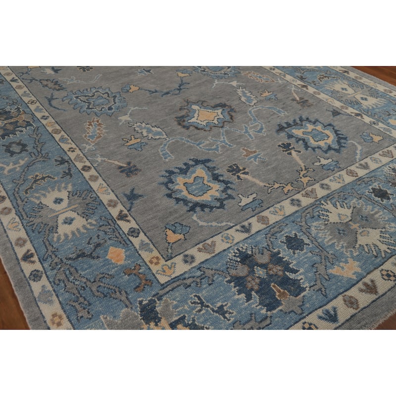 Hand Knotted Oriental 100% Wool Carpet Transitional All-Over Greys & Charcoal Oushak Area Rug - 11' 7'' X 7' 11''