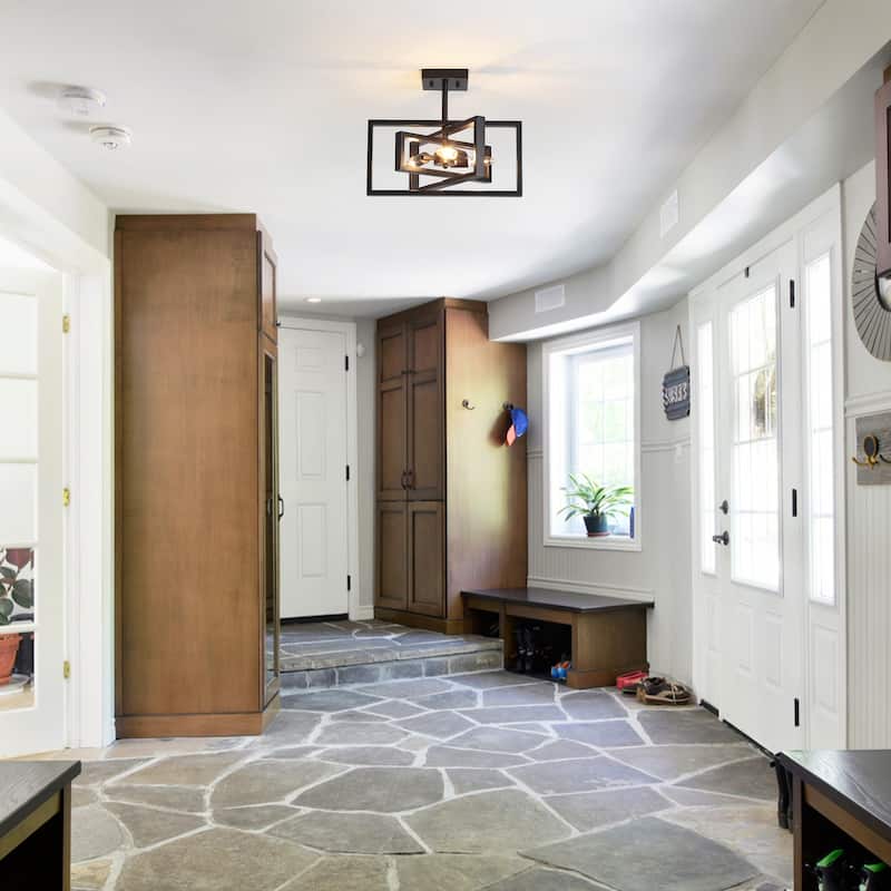 15.8 in. 3-Light Modern Farmhouse Semi-Flush Mount Ceiling Light, Classic Semi Flush Mount Chandelier for Kitchen Dining Room