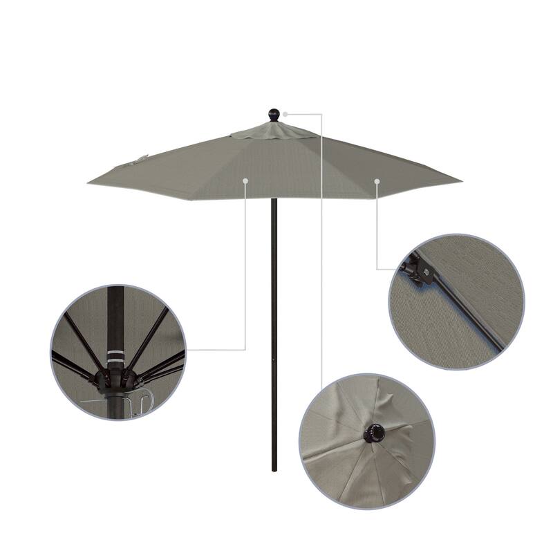 California Umbrella 7.5' Rd.. Aluminum Frame, Fiberglass Rib Market Umbrella, Push Open, Bronze Finish, Olefin Fabric