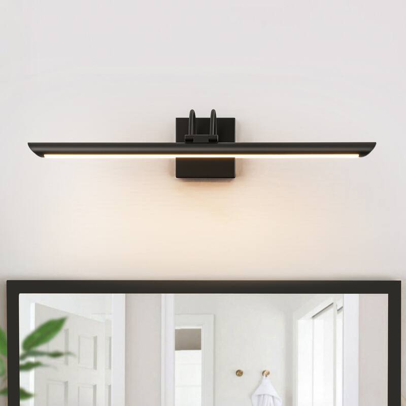 23.6" W 1-Light Modern Black/Gold Linear Metal Adjustable LED Picture Light/Bathroom Vanity Light