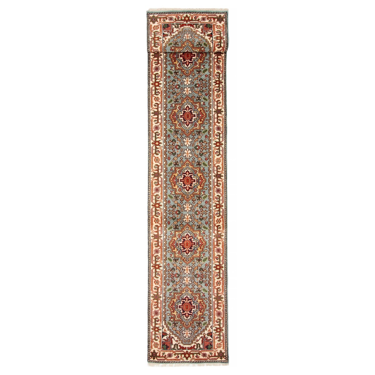 ECARPETGALLERY Hand-knotted Serapi Heritage Light Blue Wool Rug - 2'5 x 19'8