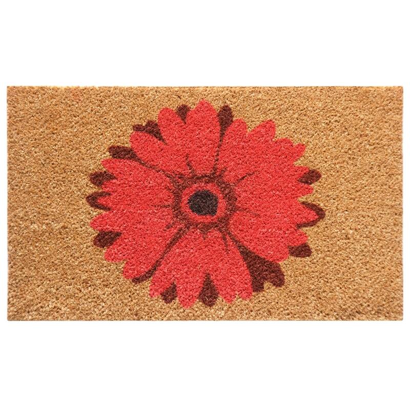 Rubber-Cal "Red Daisy" Flower Door Mat, 18 x 30"