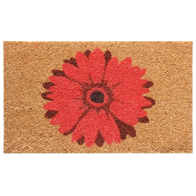 Rubber-Cal "Red Daisy" Flower Door Mat, 18 x 30"