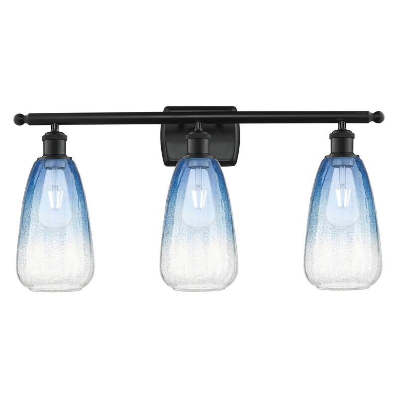 Innovations Lighting Endless Possibilities Ballston - Brookhaven Almond - 3 Light 26" Bath Vanity Light - Matte Black/Sapphire Blue