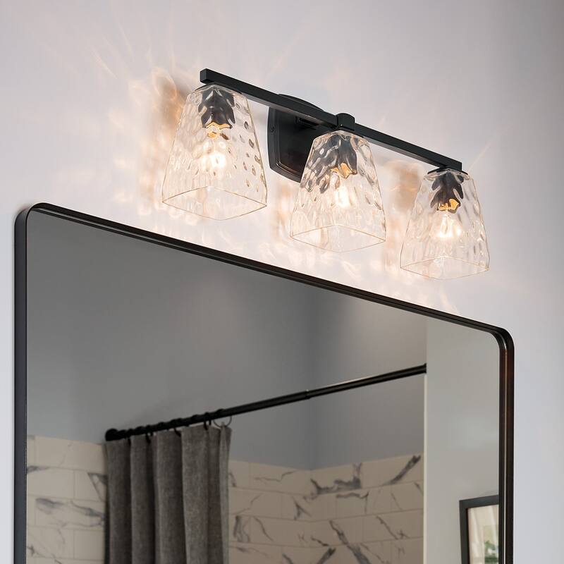 Kichler Lighting Marant 23.75" 3-Light Vanity Light with Clear Water Glass in Black