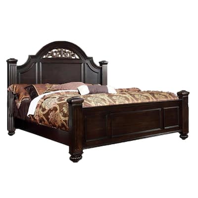 Transitional Style California King Wooden Bed with Bun Feet, Brown