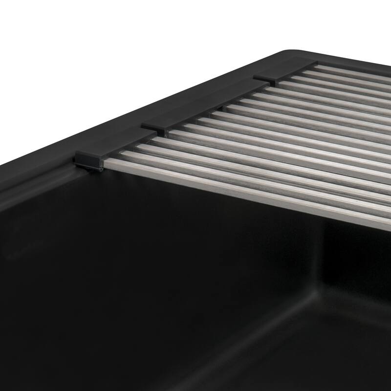 33 in Granite Workstation Matte Black Drop-in Kitchen Sink