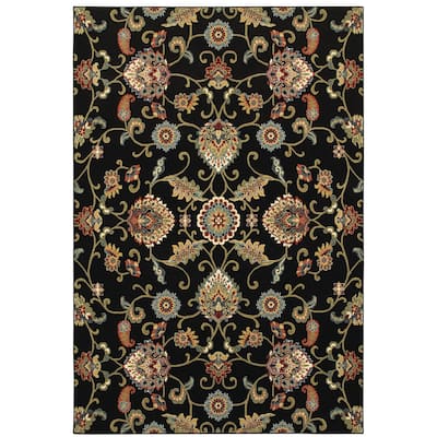 Hazebrouck Black Various Colors Floral Oriental Casual Area Rug